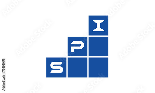 SPI initial letter financial logo design vector template. economics, growth, meter, range, profit, loan, graph, finance, benefits, economic, increase, arrow up, grade, grew up, topper, company, scale