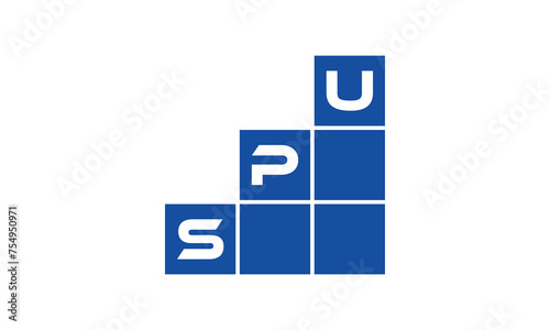 SPU initial letter financial logo design vector template. economics, growth, meter, range, profit, loan, graph, finance, benefits, economic, increase, arrow up, grade, grew up, topper, company, scale