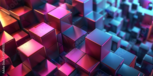 A colorful image of blocks with a blue and purple hue