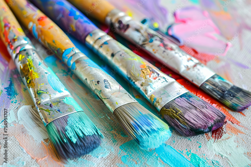 Obraz premium Aint brush with color painting