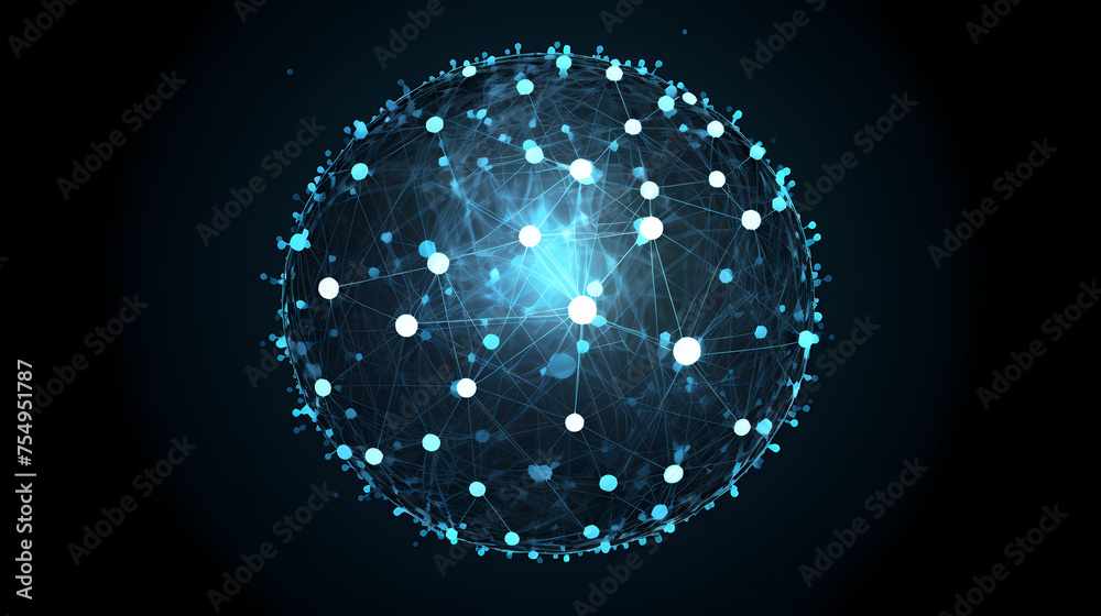 Obraz premium Global communication concept earth rotation and node network