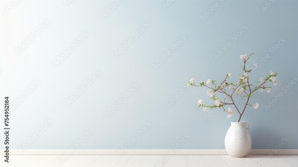 Timeless Design: Modern Houseplant in Blank Light Blue Space Minimalist Design. Suitable for your projects and copyspace writing.