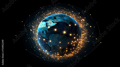 Global communication concept earth rotation and node network