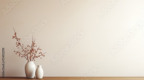 Minimalist Serenity: Stylish Houseplant in Beige Interior Decor. Suitable for your projects and copyspace writing. photo