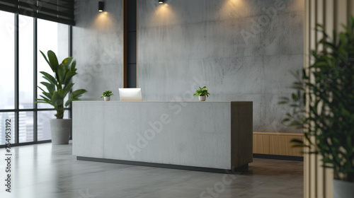 Modern corporate office lobby blank signage mockup present your company logo or messages photo