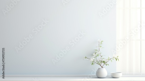 Clean Lines: Stylish Houseplant in Minimalist Interior Setting. Suitable for your projects and copyspace writing. photo