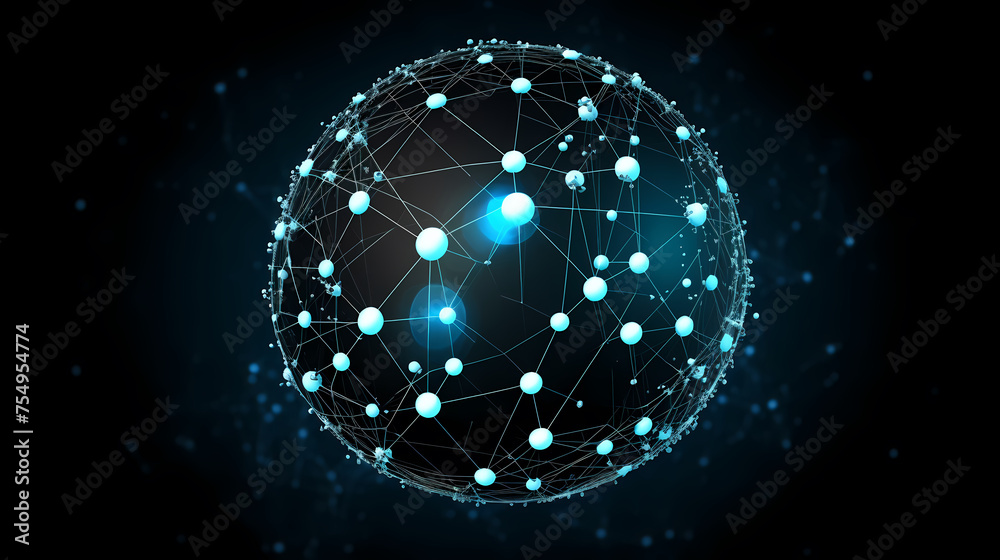 Obraz premium Global communication concept earth rotation and node network