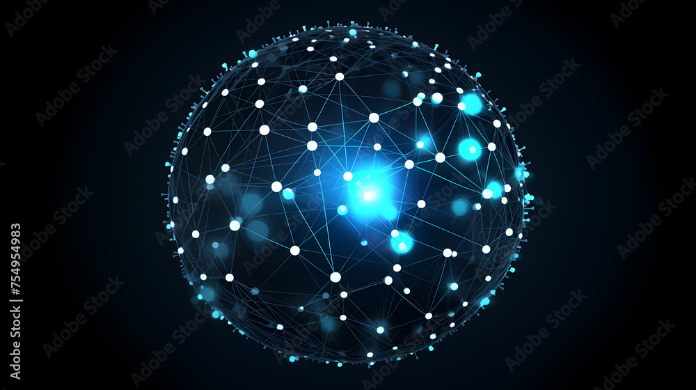 Obraz premium Global communication concept earth rotation and node network