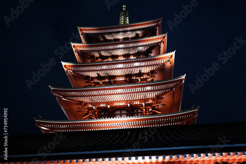 Five-story pagoda of Sensoji or Asakusa Kannon Temple in Asakusa, Tokyo, Japan - 日本 東京 浅草 浅草寺 五重塔