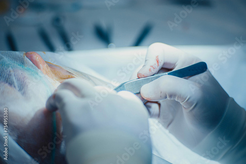 plastic surgery, facial correction in the clinic. Teamwork