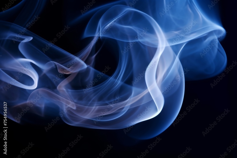 Ethereal Blue Smoke Whisps Against Dark Background