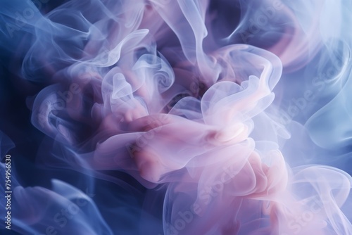 Abstract Swirling Smoke in Ethereal Blue and Pink Hues