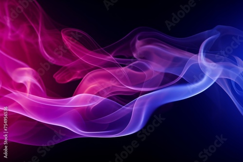 Abstract Colorful Smoke Waves Flowing on Dark Background