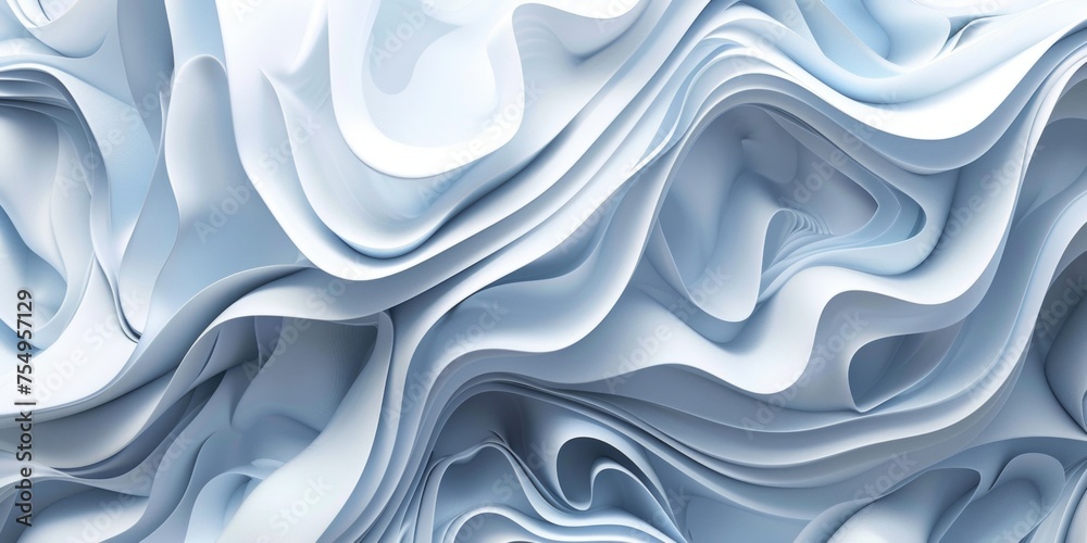 Obraz premium A white and blue abstract design with a wave pattern