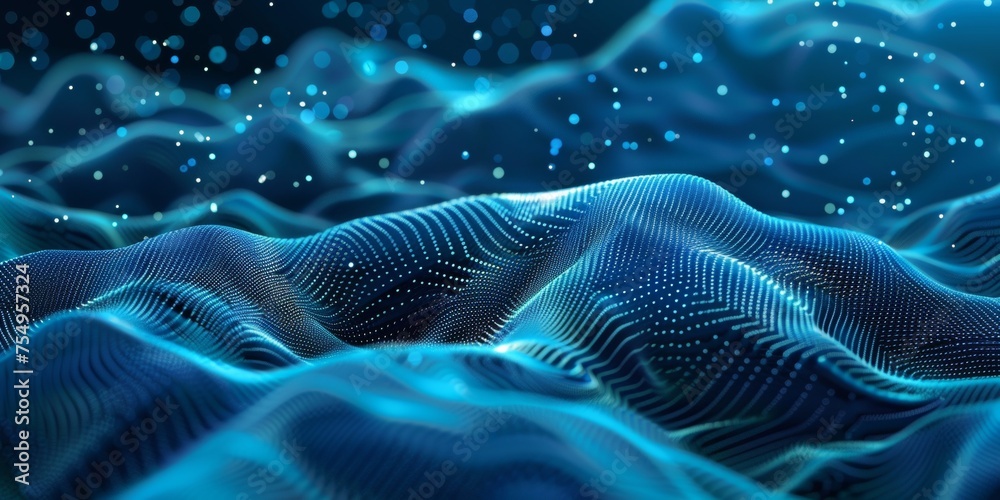 Fototapeta premium A blue wave with a lot of dots on it