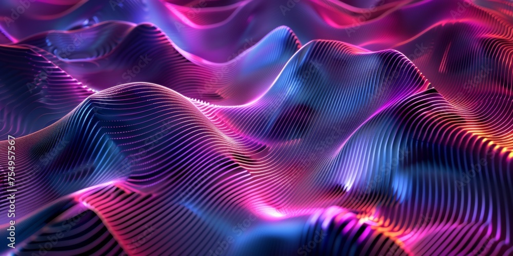 Fototapeta premium A colorful, abstract image of a wave with purple and blue tones