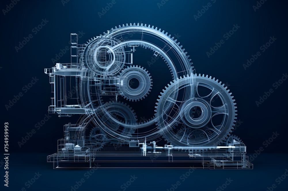 Blueprinted Gears Vector Wireframe Artistry Again Blueprinted Gears Vector Wireframe Artistry Again
