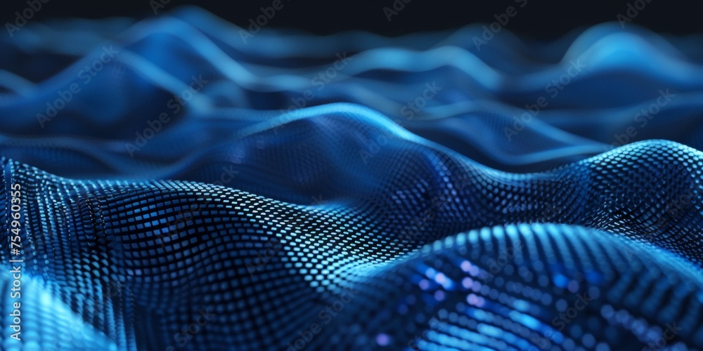 The image is a blue wave with a lot of dots The image is a blue wave with a lot of dots