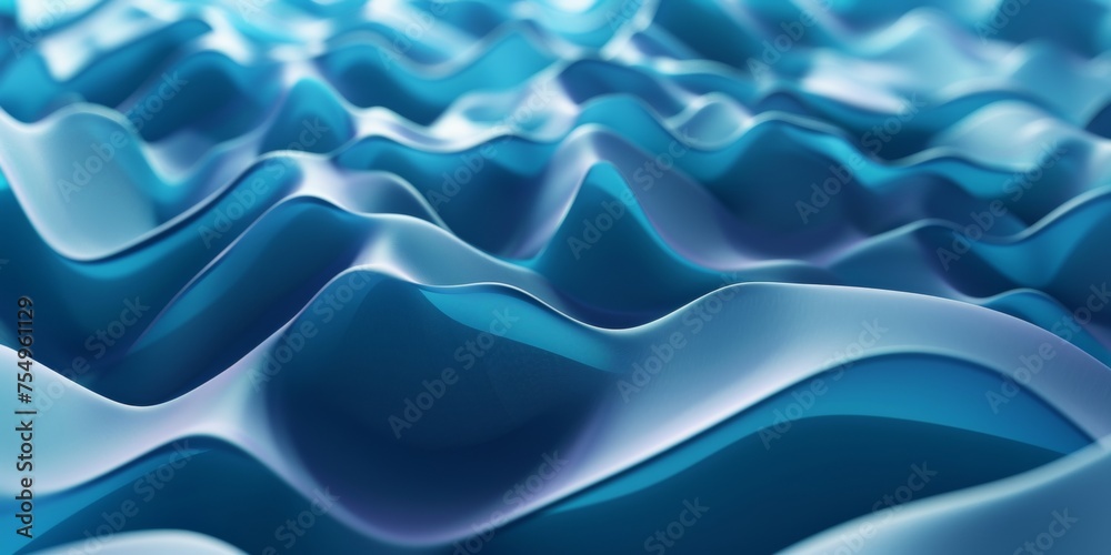Obraz premium The image is a blue and white wave with a lot of detail