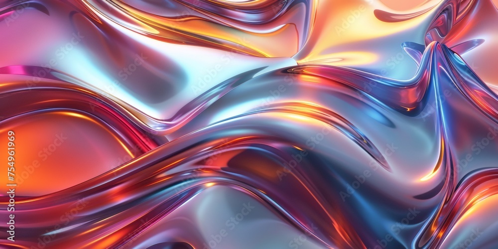 A colorful, shiny, and shiny piece of fabric with a wave pattern A colorful, shiny, and shiny piece of fabric with a wave pattern