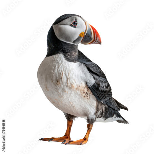 Atlantic puffin on isolated transparent background