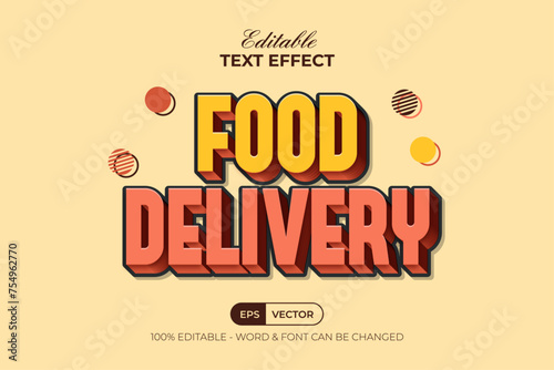 Food Delivery Text Effect 3D Style.