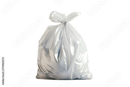 A crumpled white plastic garbage bag isolated on background, perfect for recycling waste