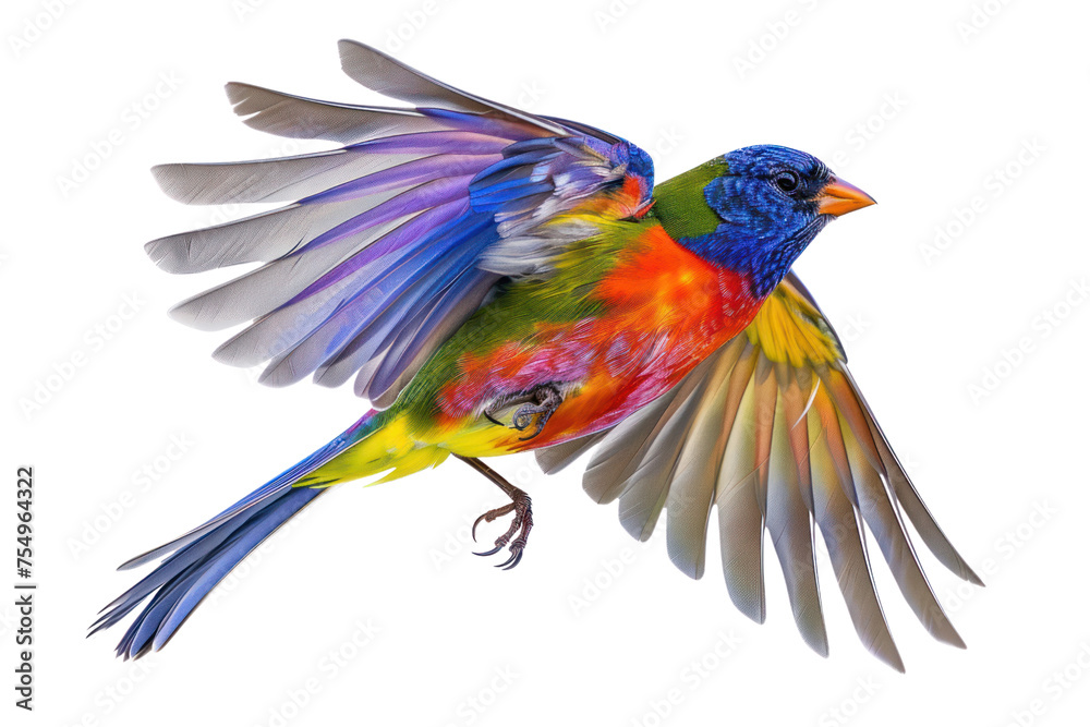 painted bunting bird on isolated transparent background