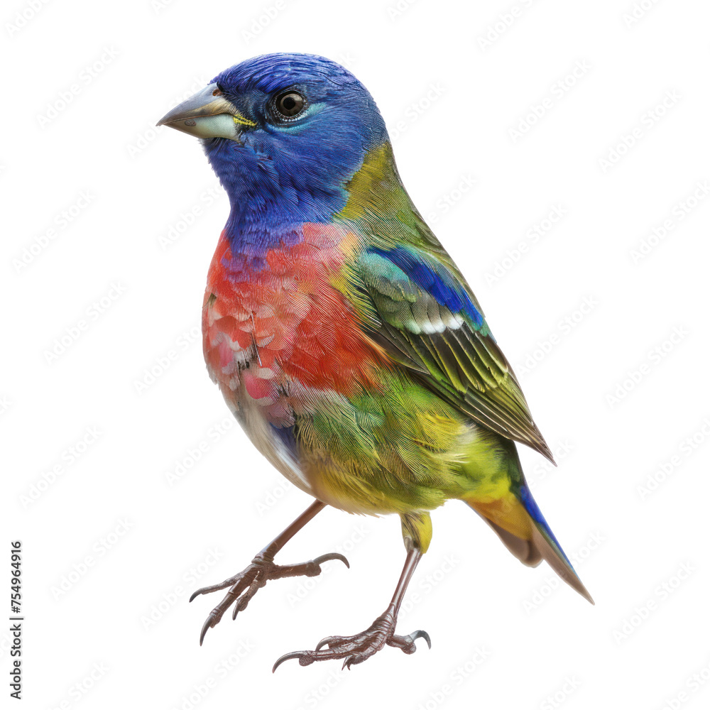 Obraz premium painted bunting bird on isolated transparent background