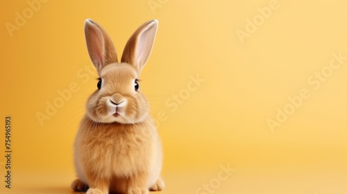cute animal pet rabbit or bunny brown color smiling and laughing isolated with copy space for easter background, rabbit, animal, pet, cute, fur, ear, mammal, background, celebration, generate by AI © pinkrabbit