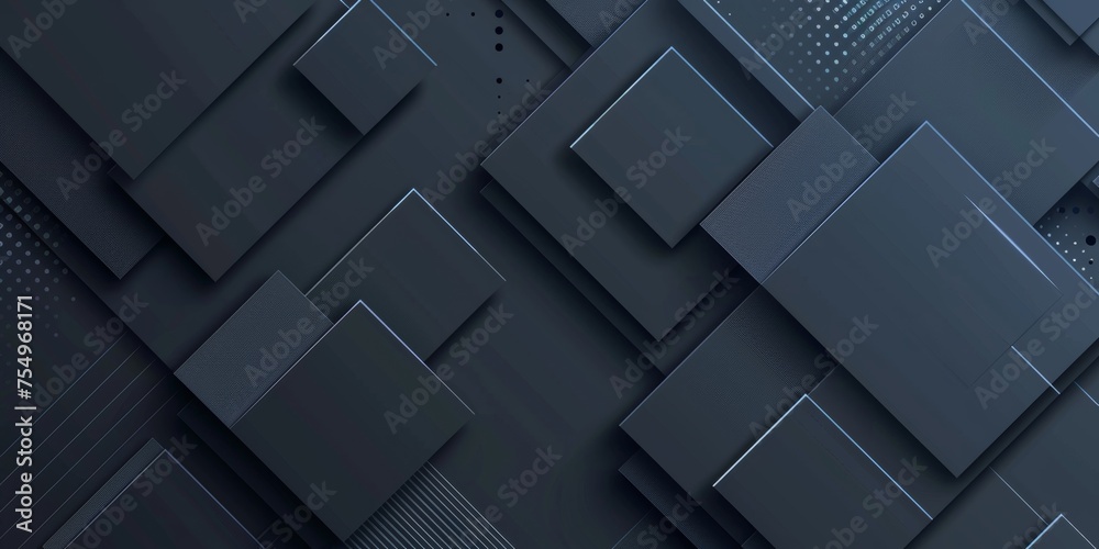 A black background with squares of different sizes - stock background. A black background with squares of different sizes - stock background.