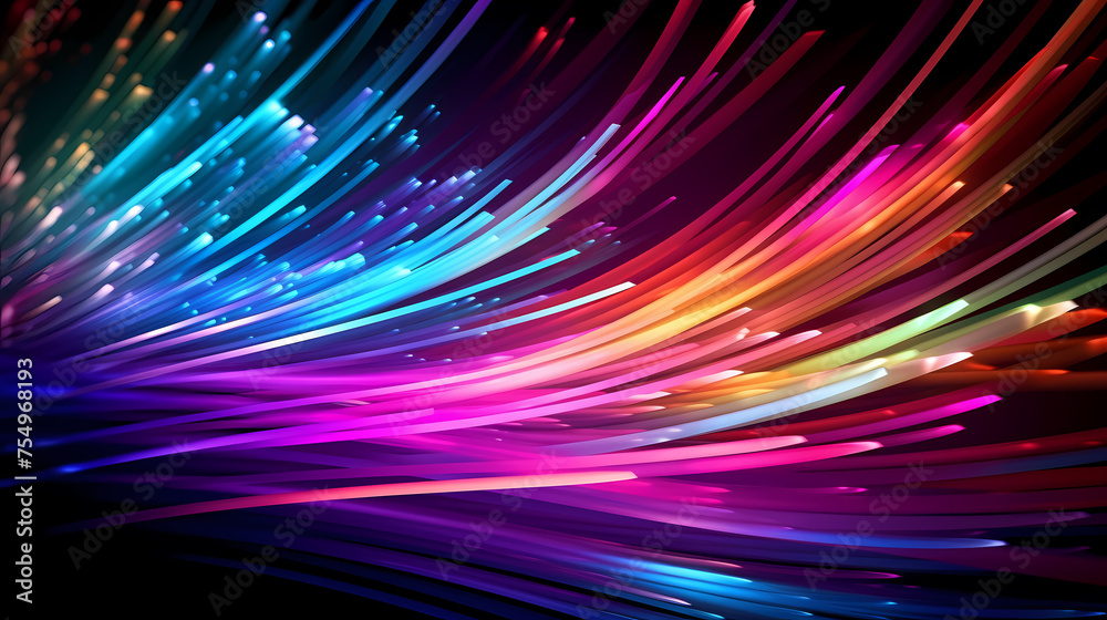 Abstract neon background glowing dynamic lines, fiber optics colorful Abstract neon background glowing dynamic lines, fiber optics colorful