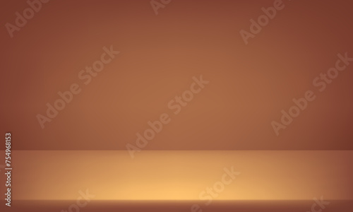 Brown studio room background. Brown empty room. Use for product display presentation, cosmetic display mockup, showcase, media banner, etc. Vector illustration.