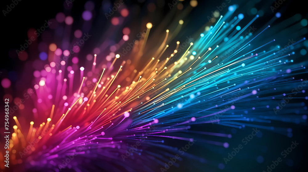 Abstract neon background glowing dynamic lines, fiber optics colorful Abstract neon background glowing dynamic lines, fiber optics colorful