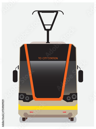 Front view of tram car