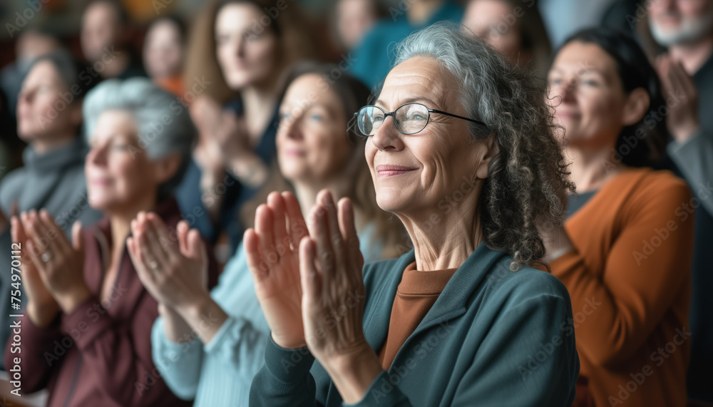 Group of people applauding, clapping hands at successful meeting or presentation. Generative AI Group of people applauding, clapping hands at successful meeting or presentation. Generative AI