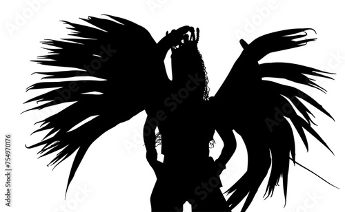 samba, baile, brasil, danza, carnaval, silueta, color, vector, pegatina, plumas, traje, ilustracion, angel, diablo	
