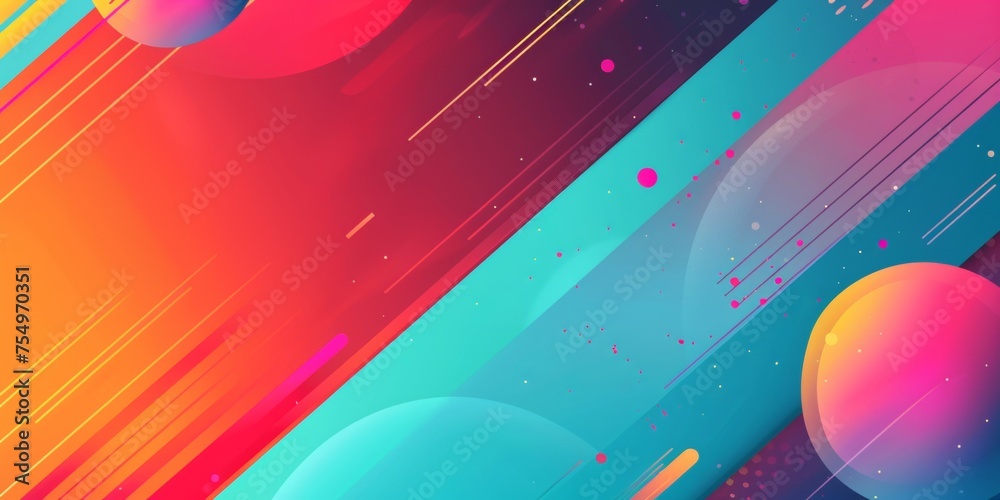 A colorful background with a blue stripe and orange and pink swirls - stock background.