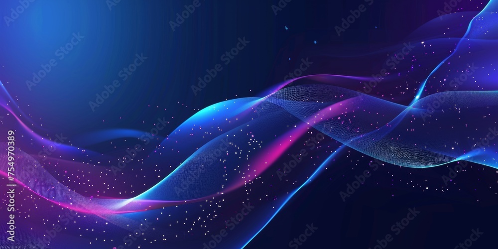 Fototapeta premium A blue and purple wave with a lot of sparkles - stock background.