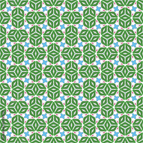 Beautiful green leaf geometric seamless pattern. Mosaic digital paper. DIY maze scrapbook paper