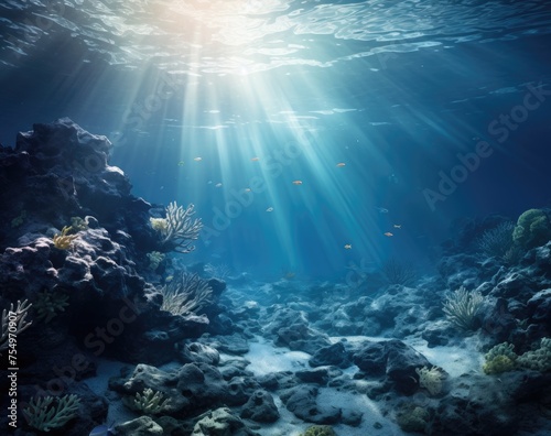 underwater oceanic reefs under clear blue skies © Alexei