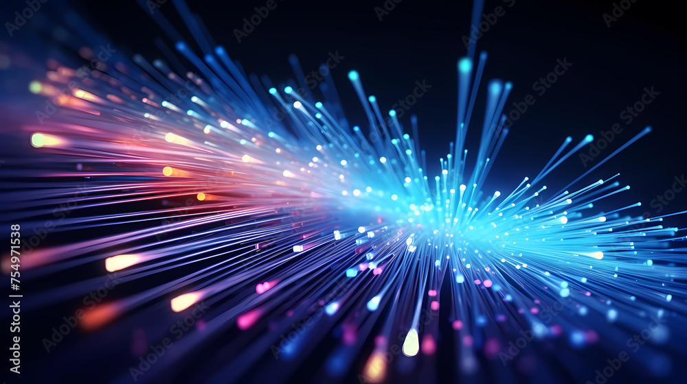 Obraz premium Colorful abstract background representing fiber optics and communication over the internet concept