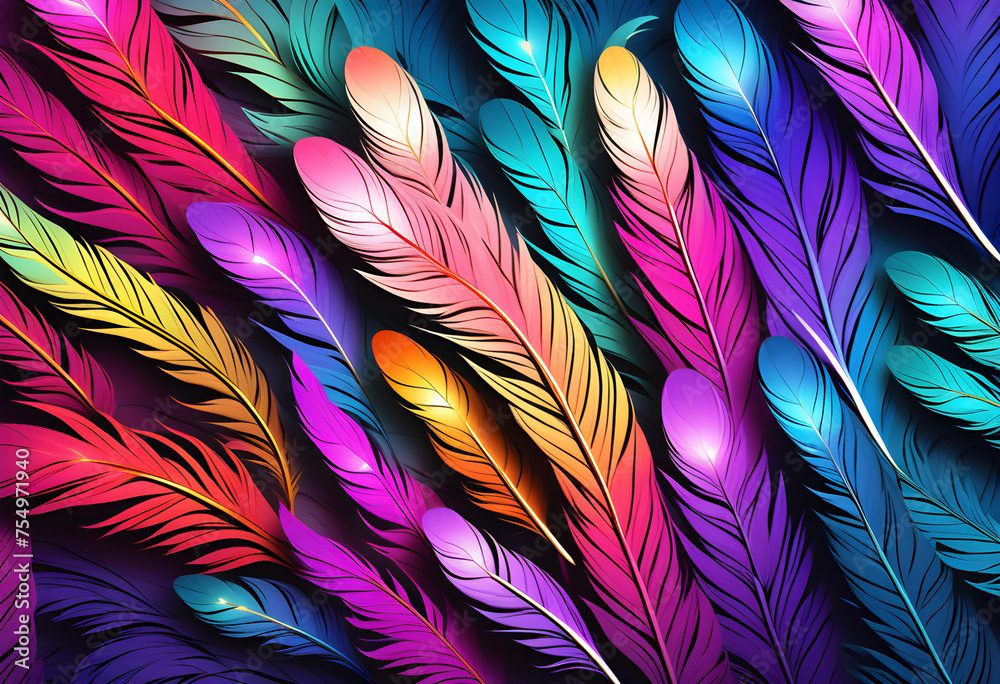Fototapeta premium Feather Gradient Background, Background, Gradient, Feather, Colorful, Wallpaper, Abstract, Vibrant, Design, Texture, Pattern, Modern, Decoration, Artistic, Digital, AI Generated