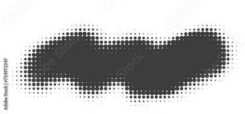 Halftone dotted shape. Paint blob with noisy effect. Abstract splatter stroke photo