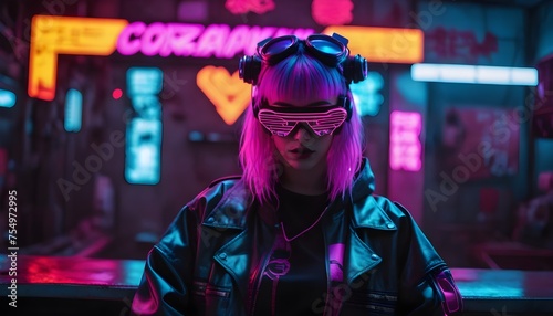 Cyberpunk girl with glasses