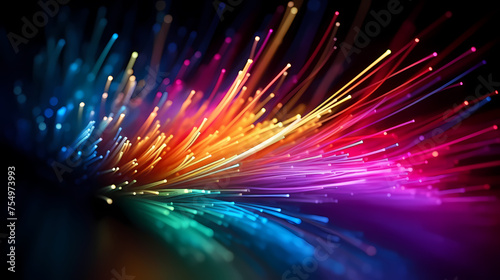 Colorful abstract background representing fiber optics and communication over the internet concept © jiejie