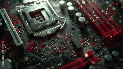 close up of a electronic circuit board, close up of a computer board, technical background