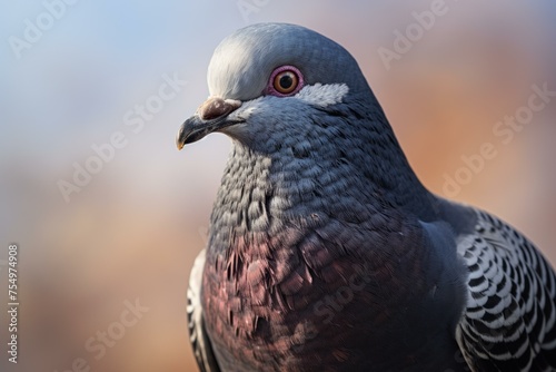 Sociable Pigeon bird. Wild animal gray. Generate Ai © juliars