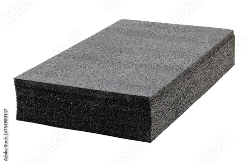 Photography Black high-impact closed-cell polyethylene foam brick isolated on white background
