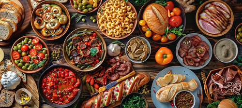 An appetizing variety of delicious dishes laid out on the table for a feast.